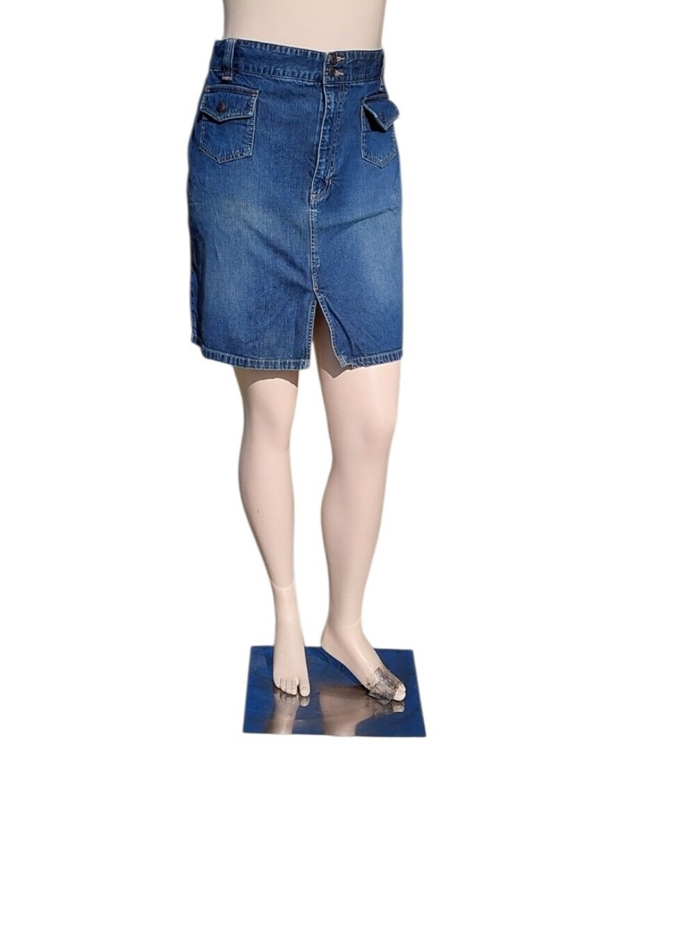 8313....Old Navy Denim Skirt with Front Slit Size 20, W39" 18 1/2" Rise 46" Hip